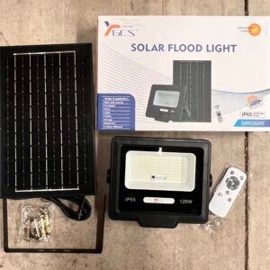 Foco LED Solar 120W con Panel | Exterior, Patio y Emergencia