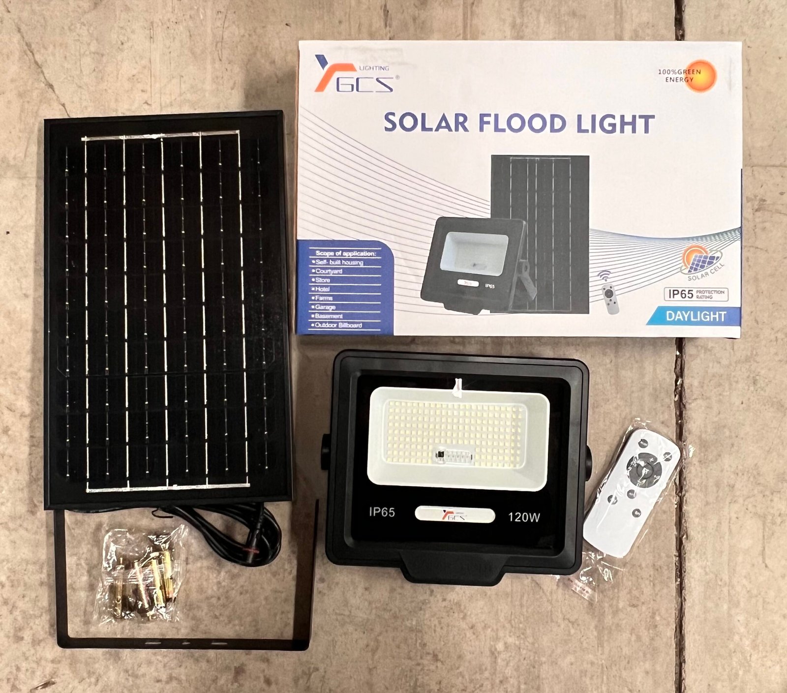 Foco LED Solar 120W con Panel | Exterior, Patio y Emergencia