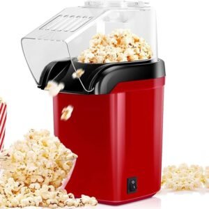 Máquina roja para preparar cabritas con recipiente transparente
